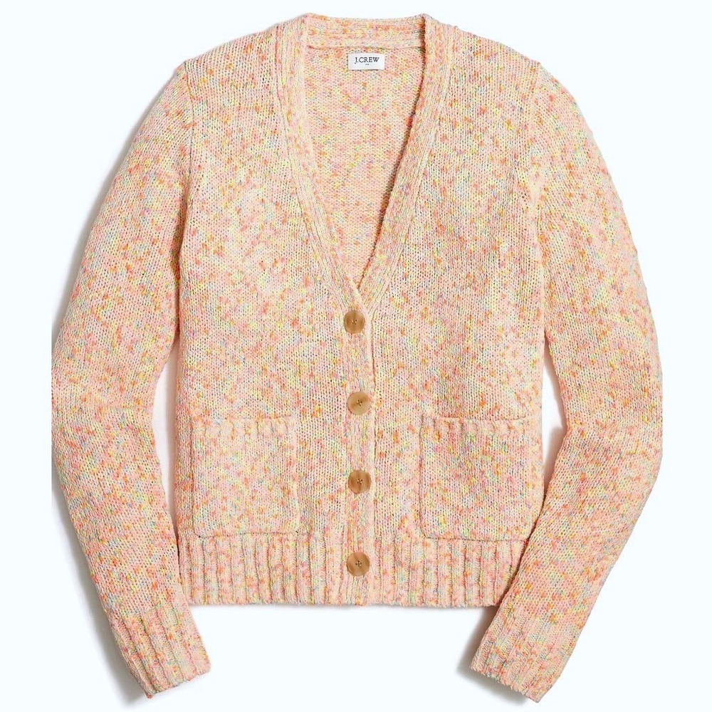 J.Crew Cardigan Women S Neon Multi Confetti Knit Button Front Dopamine Dressing